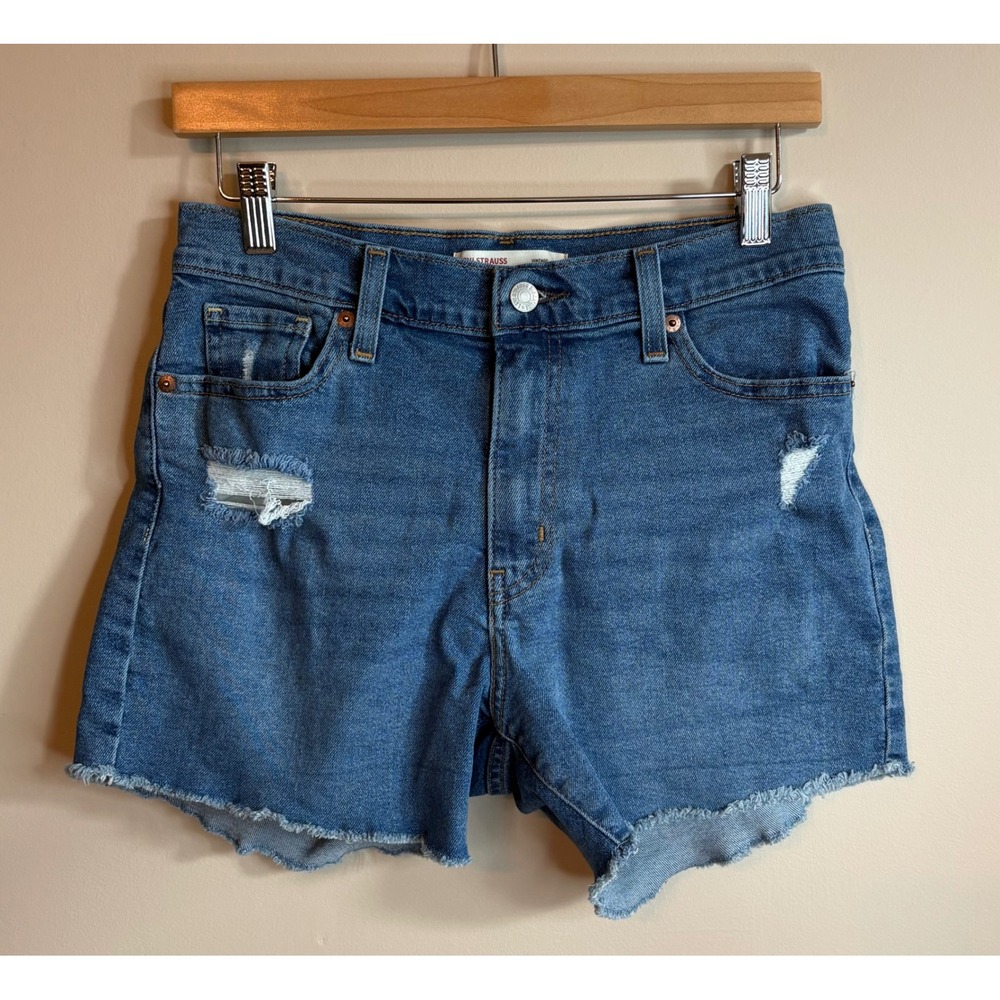Levi Strauss Signature Vintage Original Shorts Medium Wash Distressed‎ Denim W28